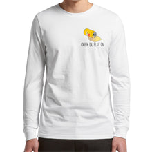 Load image into Gallery viewer, Knock On, Play On - Long Sleeve - Classic Stitch Up - White
