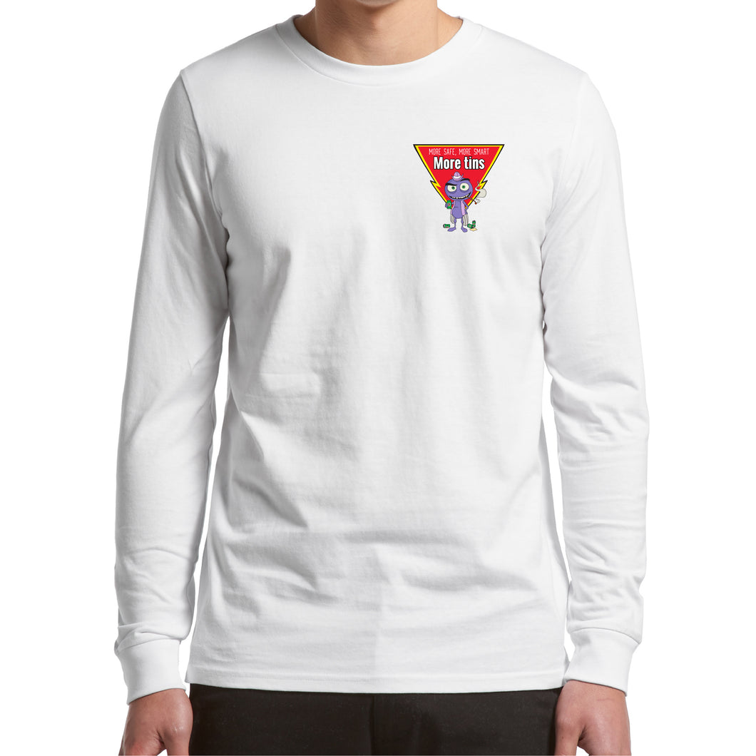 More Tins - Long Sleeve - Classic Stitch Up - White