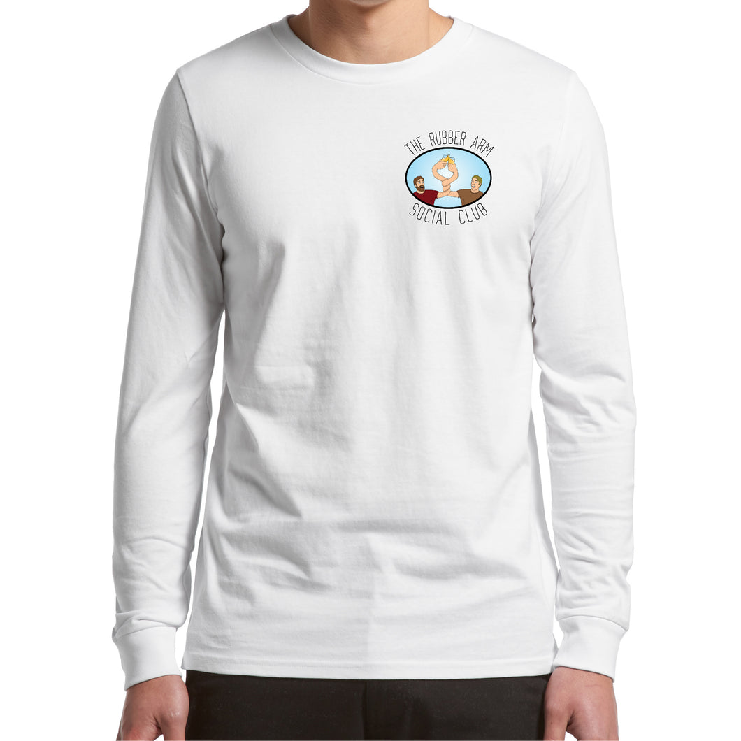 The Rubber Arm Social Club - Long Sleeve - Classic Stitch Up - White